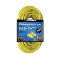 Monster Just Power It Up Outdoor 100 ft. L Yellow Extension Cord 12/3 SJTW