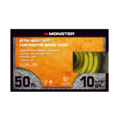 Monster Just Power It Up Yellow Rubber 15A 125V 1875W 10/3 SJTW Extension Cord 50 L ft.