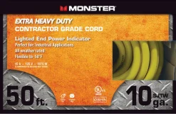 Monster Just Power It Up Yellow Rubber 15A 125V 1875W 10/3 SJTW Extension Cord 50 L ft.