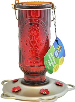 More Birds 60 20 Oz Capacity Red Vintage Hummingbird Feeder