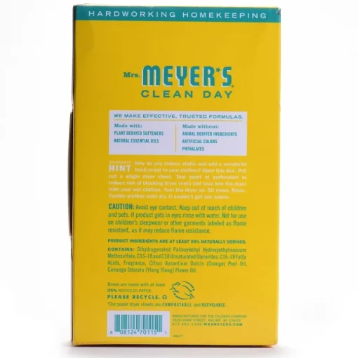 Mrs. Meyer's Clean Day Honeysuckle Scent Fabric Softener Sheets 80 oz. 80 pk (Pack of 12)