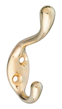 National Hardware 3.3 in. L Brass Gold Zinc Heavy Duty Garment Hook 75 lb. cap. 1 pk
