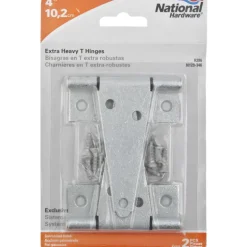 National Hardware 4 in. L Galvanized Silver Steel Heavy Duty T Hinge 2 pk
