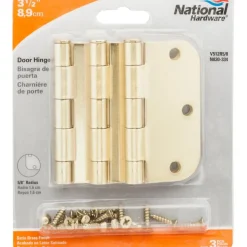 National Hardware 3-1/2 in. L Satin Brass Door Hinge 3 pk