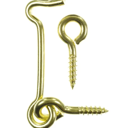 National Hardware Gold Solid Brass 2-1/2 in. L Hook and Eye 1 pk