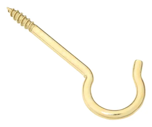 National Hardware Gold Solid Brass 3-3/8 in. L Ceiling Hook 25 lb 2 pk