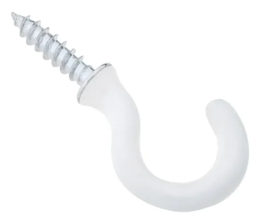 National Hardware Vinyl Coated White Steel 3/4 in. L Cup Hook 10 lb 5 pk
