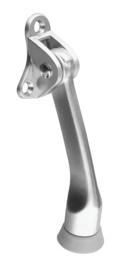 National Hardware Zinc w/Rubber Tip Satin Chrome Silver Kick-Down Door Holder Mounts to door