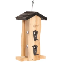 Nature's Way Wild Bird and Finch 2 qt Cedar Vertical Wave Bird Feeder 6 ports (Pack of 4).