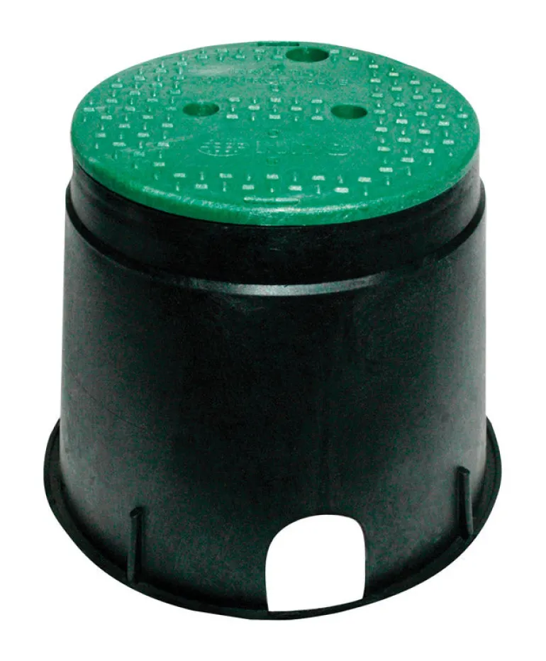 NDS 12-13/16 in. W X 10-7/16 in. H Round Valve Box with Overlapping Cover Black/Green