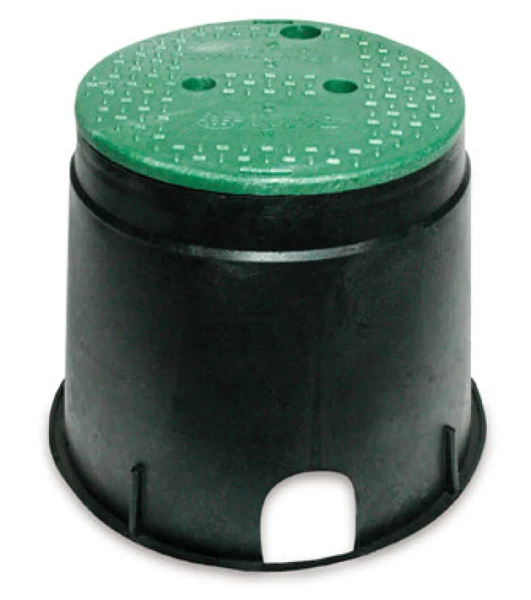 NDS 12-13/16 in. W X 10-7/16 in. H Round Valve Box with Overlapping Cover Black/Green