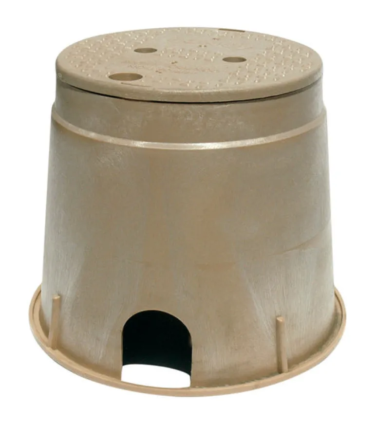 NDS 12.9 in. W X 11.6 in. H Round Valve Box with Lid Brown