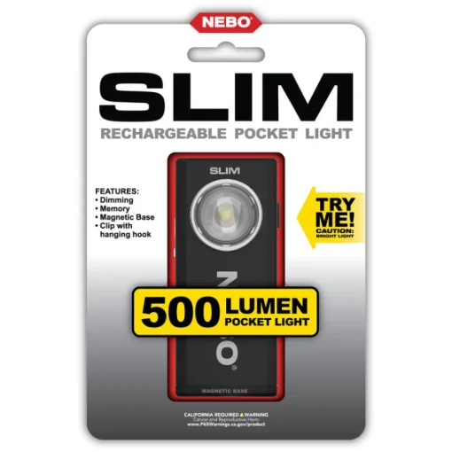 Nebo SLIM Aluminum 500 lm. LED Rechargeable Flashlight with Lithium Ion Batteries