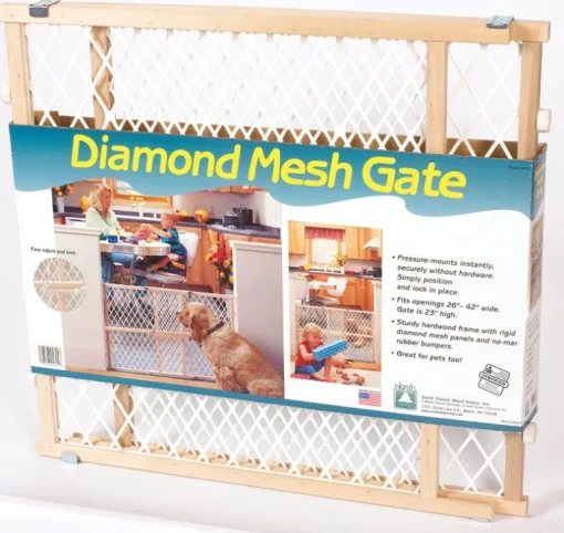 North States Brown 23 in. H X 26-42 in. W Wood Wire Mesh Gate