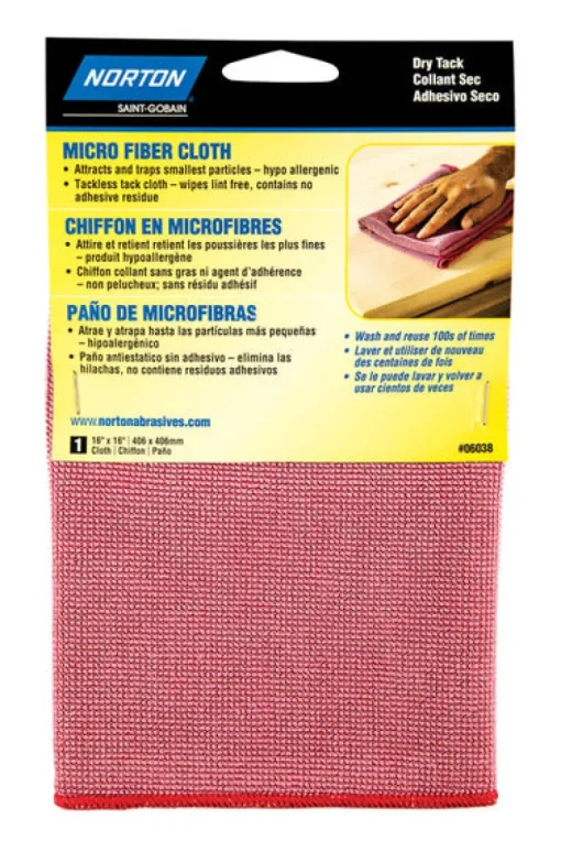 Norton 16 in. W X 16 in. L Red Microfiber Tack Cloth