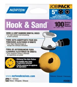 Norton Hook & Sand 5 in. Aluminum Oxide Hook and Loop A290 Sanding Disc 100 Grit Medium 25 pk