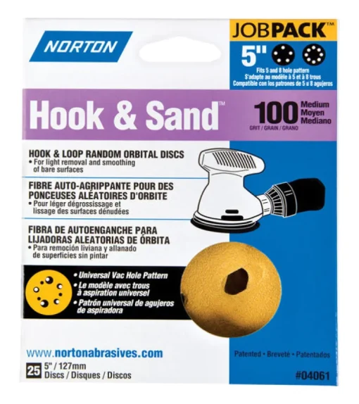 Norton Hook & Sand 5 in. Aluminum Oxide Hook and Loop A290 Sanding Disc 100 Grit Medium 25 pk