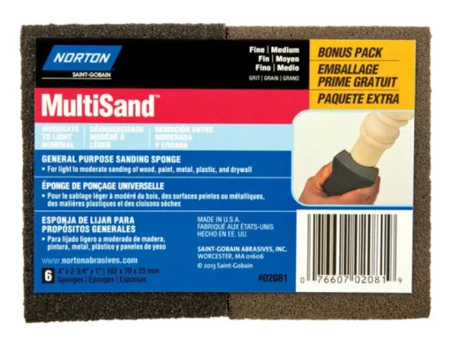 Norton MultiSand 4 in. L X 2.75 in. W X 1 in. Fine/Medium Dual Angle Sanding Sponge