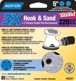 Norton ProSand 5 in. Ceramic Alumina Hook and Loop A975 Sanding Disc 220 Grit Very Fine 3 pk