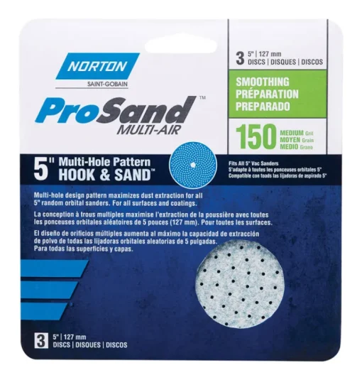 Norton ProSand 5 in. Ceramic Alumina Hook and Loop A975 Sanding Disc 150 Grit Fine 3 pk