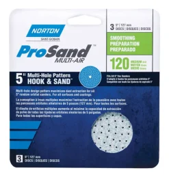 Norton ProSand 5 in. Ceramic Alumina Hook and Loop A975 Sanding Disc 120 Grit Medium 3 pk