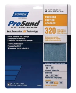 Norton ProSand 11 in. L X 9 in. W 320 Grit Aluminum Oxide Sandpaper 3 pk