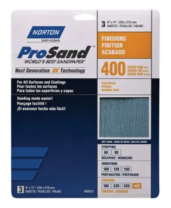 Norton ProSand 11 in. L X 9 in. W 400 Grit Aluminum Oxide Sandpaper 3 pk