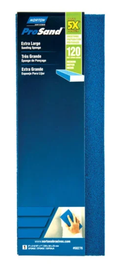 Norton ProSand 9 in. L X 3-5/16 in. W X 1 in. 120 Grit Medium Extra Large Sanding Sponge