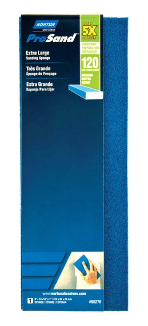 Norton ProSand 9 in. L X 3-5/16 in. W X 1 in. 120 Grit Medium Extra Large Sanding Sponge
