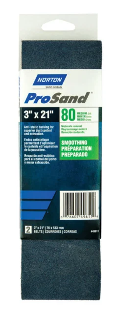 Norton ProSand 21 in. L X 3 in. W Zirconia Alumina Cloth Portable Sanding Belt 80 Grit Coarse 2 pk
