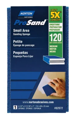 Norton ProSand 4.5 in. L X 2.69 in. W X 1 in. 120 Grit Medium Small Area Sanding Sponge