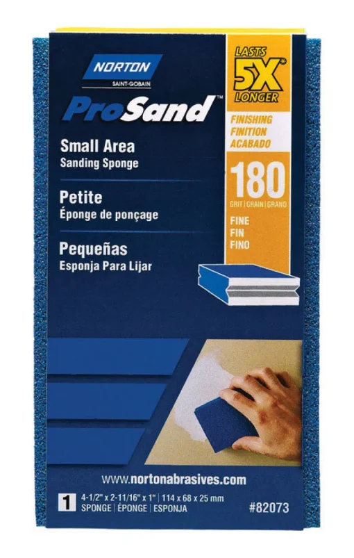 Norton ProSand 4.5 in. L X 2.69 in. W X 1 in. 180 Grit Fine Small Area Sanding Sponge