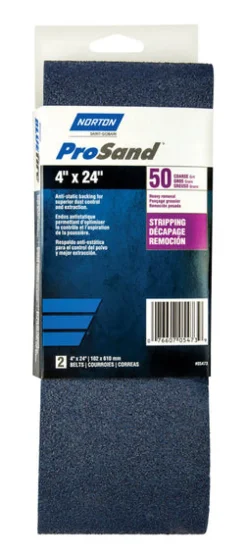 Norton ProSand 24 in. L X 4 in. W Zirconia Alumina Cloth Protable Sanding Belt 50 Grit Coarse 2 pk