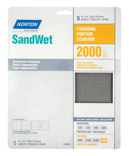 Norton SandWet 11 in. L X 9 in. W 2,000 Grit Aluminum Oxide Waterproof Sandpaper 5 pk