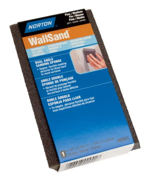 Norton WallSand 4.875 in. L X 2.875 in. W X 1 in. Fine/Medium Dual Angle Sanding Sponge