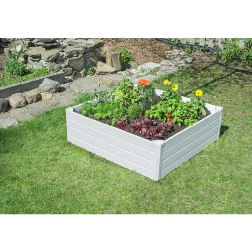 NuVue Deluxe 15 in. H X 48 in. W X 48 in. D Vinyl Wall Raised Garden Bed White