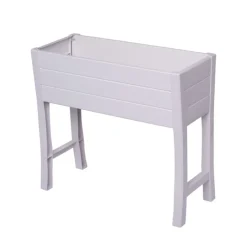 NuVue White PVC UV-Resistant Rectangular Elevated Garden Box 32 H x 36 W x 11 D x 15 Dia. in.