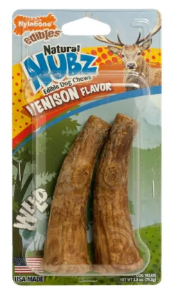 Nylabone Nubz Venison Chews For Dogs 2.8 oz 4.3 in. 2 pk