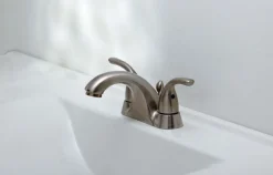 OakBrook Coastal Brushed Nickel Two Handle Lavatory Pop-Up Faucet 4 in.