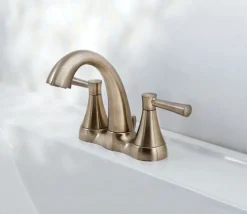OakBrook Modena Brushed Nickel Two Handle Lavatory Pop-Up Faucet 4 in.