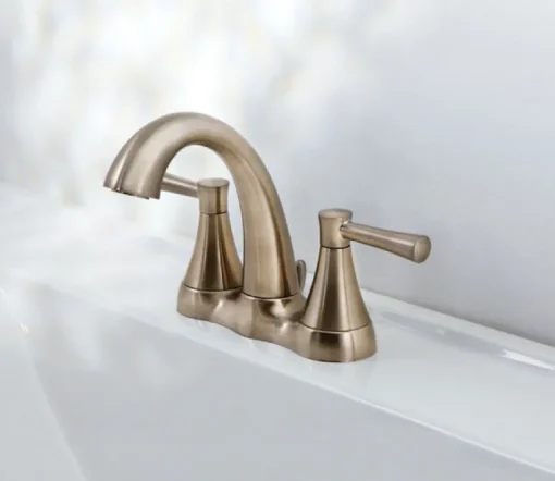 OakBrook Modena Brushed Nickel Two Handle Lavatory Pop-Up Faucet 4 in.