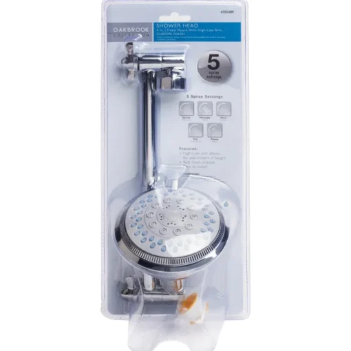 OakBrook Chrome PVC 5 settings Adjustable Showerhead 1.8 gpm