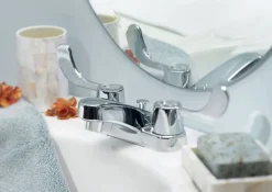 OakBrook Chrome Traditional Two-Handle Bathroom Sink Faucet 4 in.