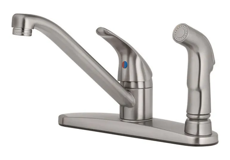 OakBrook Essentials One Handle Brushed Nickel Kitchen Faucet Side Sprayer Included