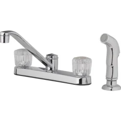OakBrook Essentials Two Handle Chrome Kitchen Faucet Side Sprayer Included