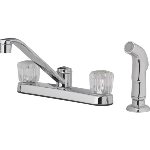 OakBrook Essentials Two Handle Chrome Kitchen Faucet Side Sprayer Included