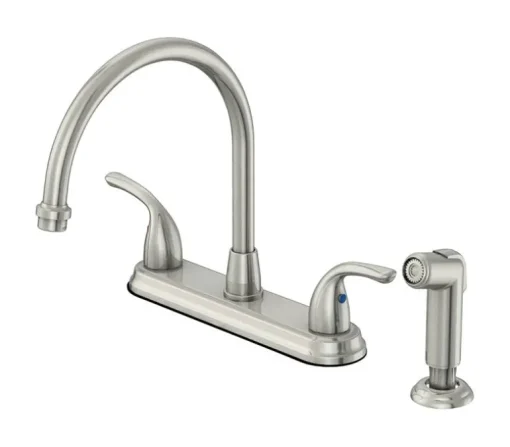 OakBrook Pacifica High Arc Two Handle Chrome Kitchen Faucet Side Sprayer Included