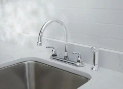 OakBrook Pacifica High Arc Two Handle Chrome Kitchen Faucet Side Sprayer Included