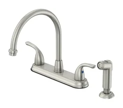 OakBrook Pacifica Two Handle Brushed Nickel Kitchen Faucet Side Sprayer Included