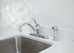 OakBrook Tucana One Handle Chrome Kitchen Faucet Side Sprayer Included